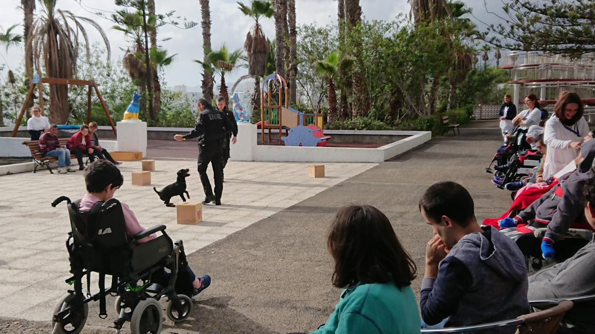 La Unidad Canina de la Policía Local exhibe su trabajo a los residentes y usuarios del Centro de Día